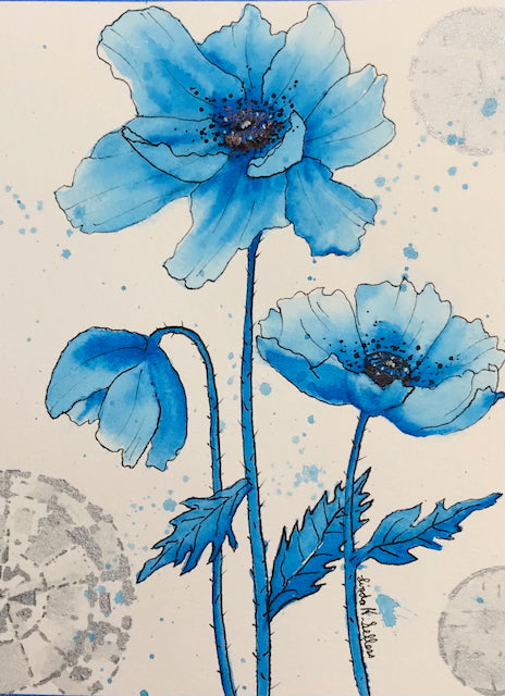Blue Poppies and Bling