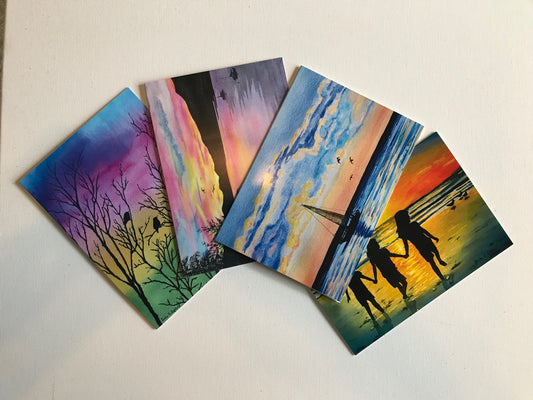 SUNSET 4-card set